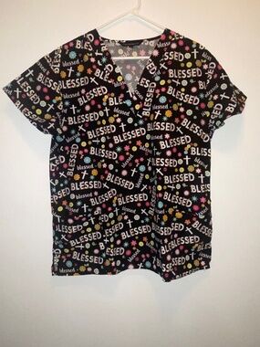 (BLESSED) Women Scrub Top Size (Large)